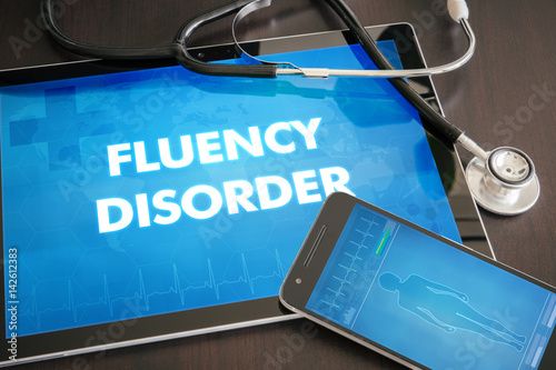 Slika na platnu Fluency disorder (communication disorder) diagnosis medical concept on tablet sc