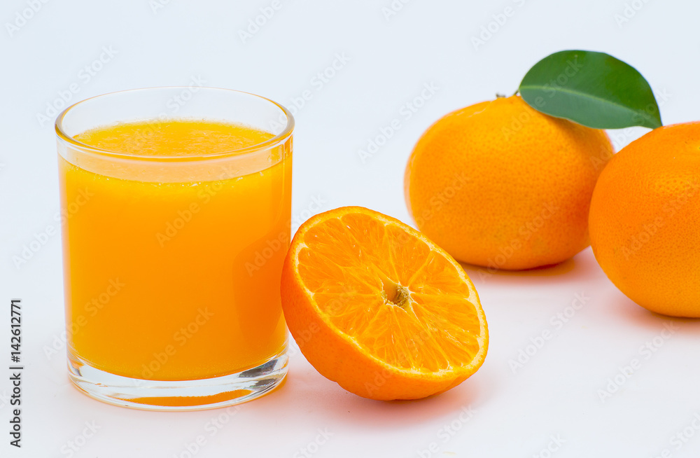orange juice and slice isolated on white orange juice and slice isolated on white