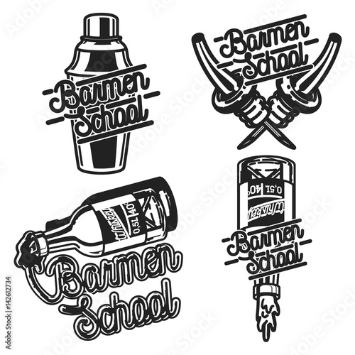 Color vintage barmen school emblems