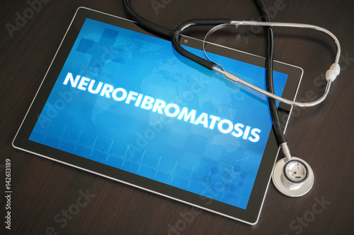 Neurofibromatosis (neurological disorder) diagnosis medical concept on tablet screen with stethoscope photo