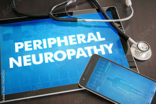 Peripheral neuropathy (neurological disorder) diagnosis medical concept on tablet screen with stethoscope photo