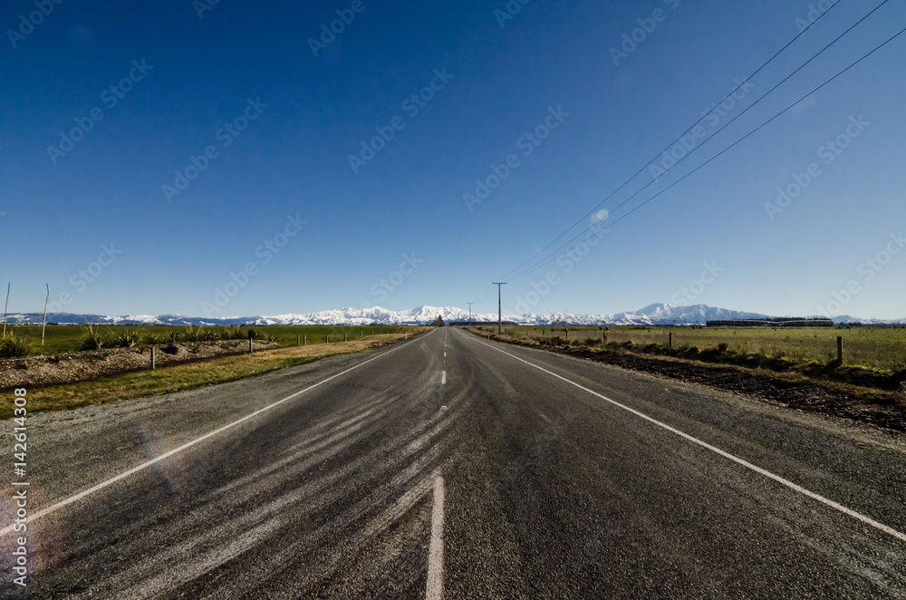 Christchurch, New Zealand, 7 AUG, 2016: 3 hours journey from Christchurch to Lake Tekapo will go through patches of greener land before start getting the first views of the magnificent Southern Alps.