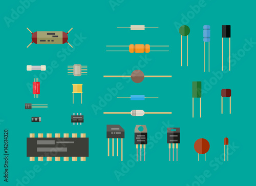 Electronic components, circuit set.