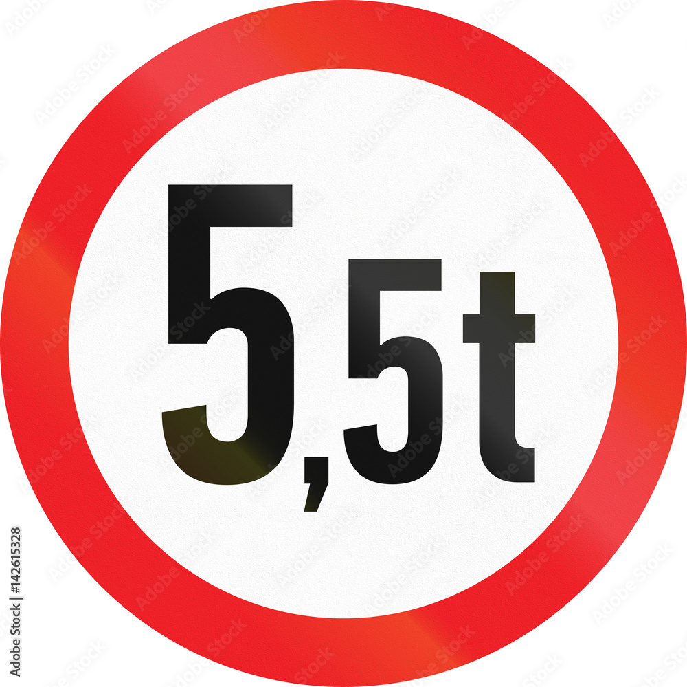 Road sign used in Cyprus - Maximum weight Road sign used in Cyprus - Maximum weight