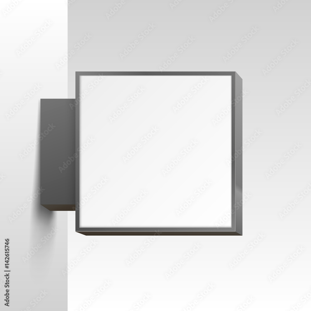 White square signboard on white background. Vector illustration