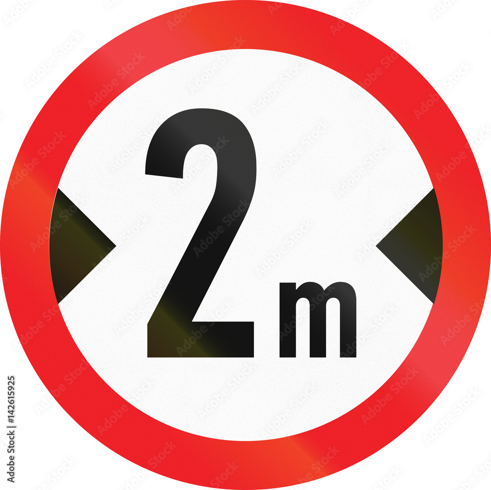 Road sign used in Cyprus - No vehicles having an overall width exceeding 2 meters Road sign used in Cyprus - No vehicles having an overall width exceeding 2 meters
