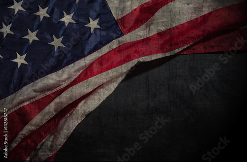 American flag on a chalkboard with space for text photo