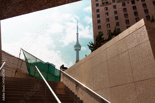 Photography The CN Tower seen from Under Construction Union Station