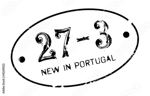 New In Portugal rubber stamp. Grunge design with dust scratches. Effects can be easily removed for a clean, crisp look. Color is easily changed.