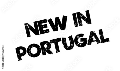 New In Portugal rubber stamp. Grunge design with dust scratches. Effects can be easily removed for a clean, crisp look. Color is easily changed.