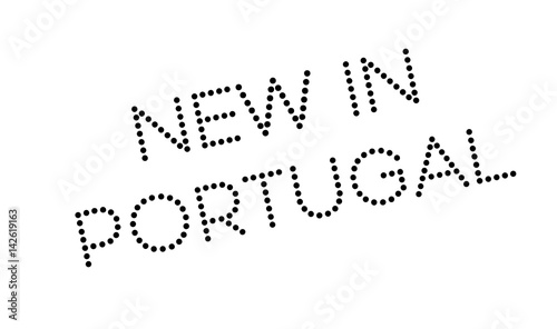 New In Portugal rubber stamp. Grunge design with dust scratches. Effects can be easily removed for a clean, crisp look. Color is easily changed.