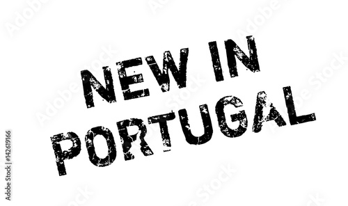 New In Portugal rubber stamp. Grunge design with dust scratches. Effects can be easily removed for a clean, crisp look. Color is easily changed.