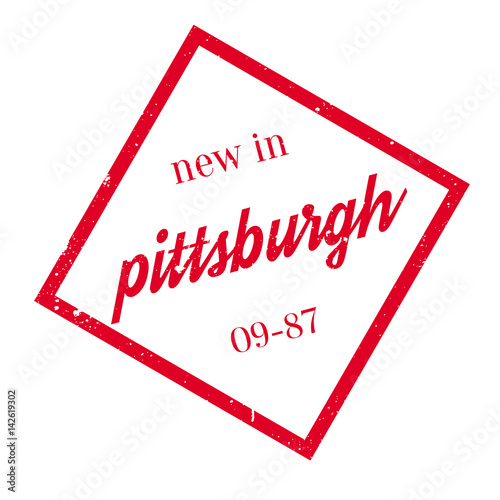 New In Pittsburgh rubber stamp. Grunge design with dust scratches. Effects can be easily removed for a clean, crisp look. Color is easily changed.