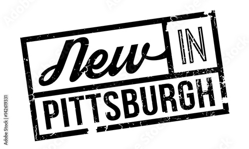New In Pittsburgh rubber stamp. Grunge design with dust scratches. Effects can be easily removed for a clean, crisp look. Color is easily changed.