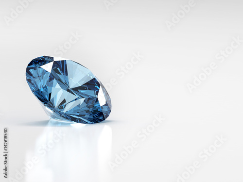 3d blue diamond isolated on white background.  