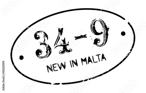 New In Malta rubber stamp. Grunge design with dust scratches. Effects can be easily removed for a clean, crisp look. Color is easily changed.
