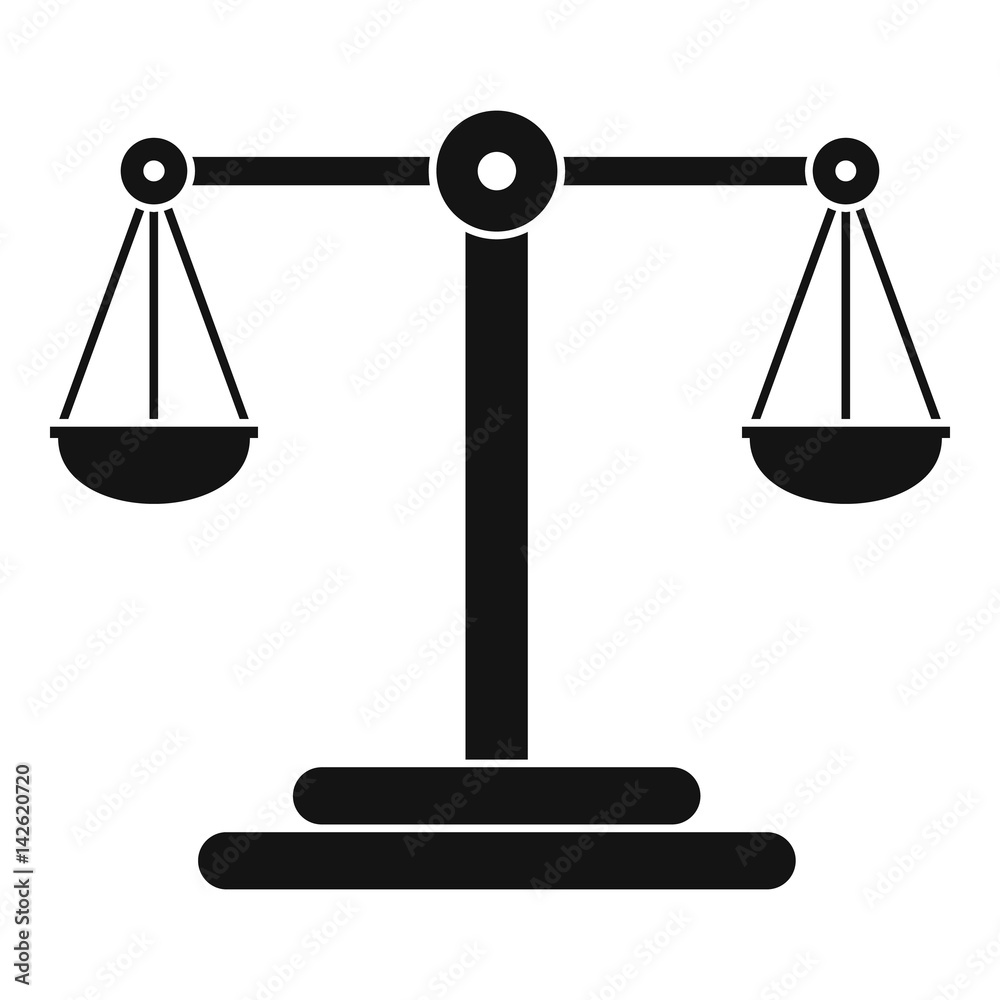 Scales balance icon, simple style Scales balance icon, simple style