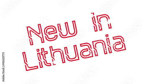 New In Lithuania rubber stamp. Grunge design with dust scratches. Effects can be easily removed for a clean, crisp look. Color is easily changed.