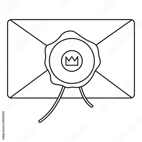 Envelope with wax stamp icon, outline style