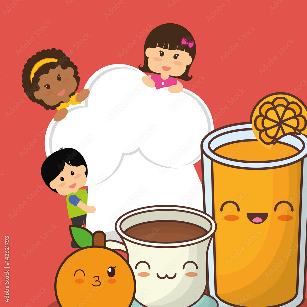 chef children fresh juice chocolate orange fruit vector illustration chef children fresh juice chocolate orange fruit vector illustration