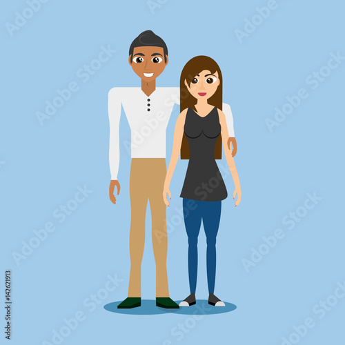 multiethnic couple together design vector illustration eps 10
