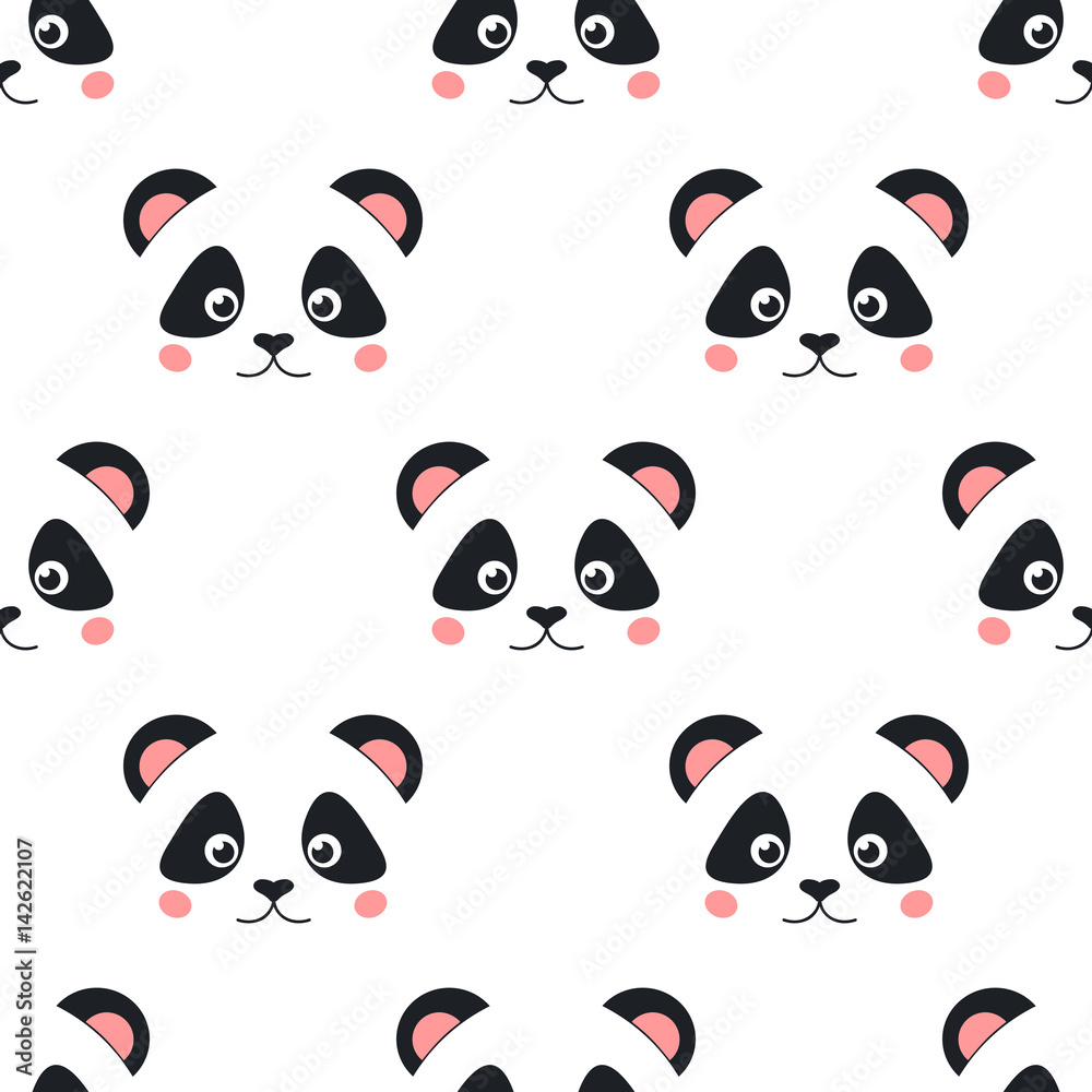 Fototapeta Wzór twarzy panda kreskówka