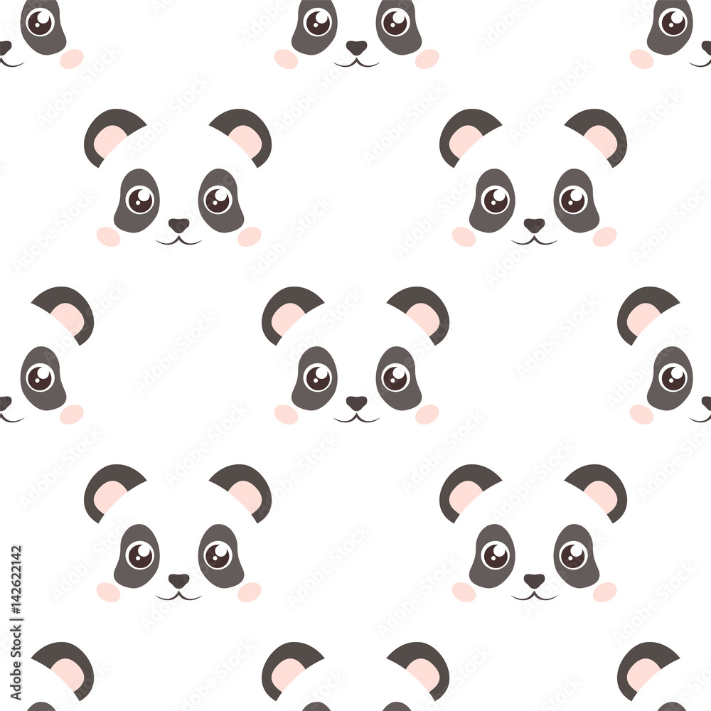 Fototapeta Wzór na białym tle panda twarzy