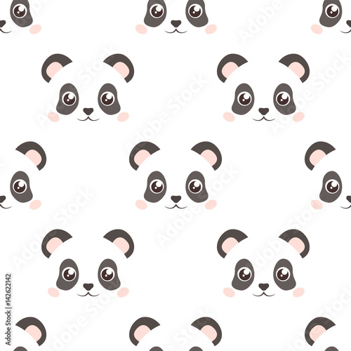 Fototapeta Wzór na białym tle panda twarzy