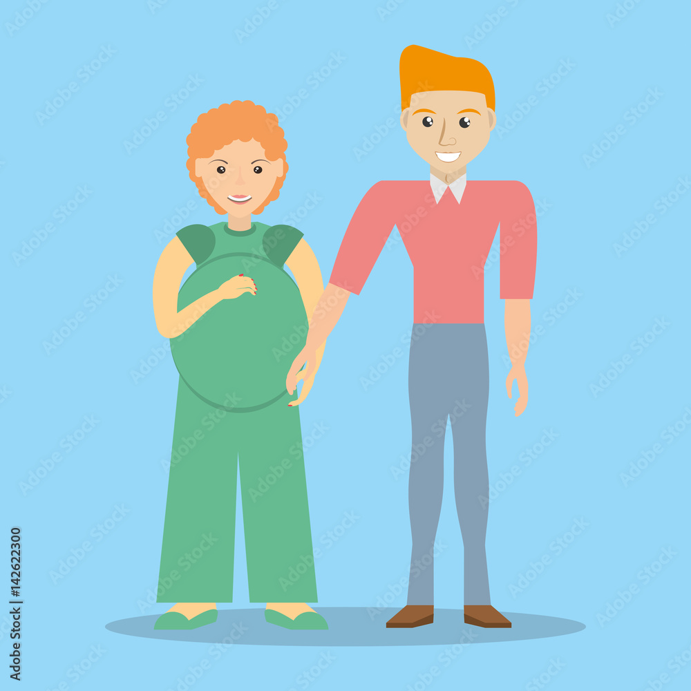 young couple pregnancy happy vector illustration eps 10