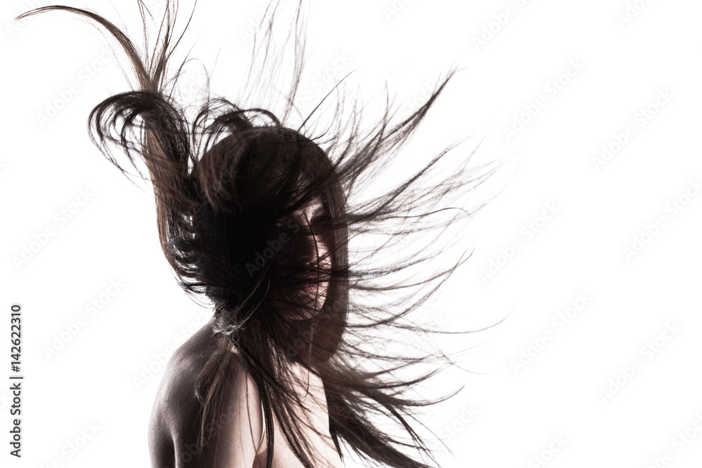 Naklejka premium brunette girl with windy hair