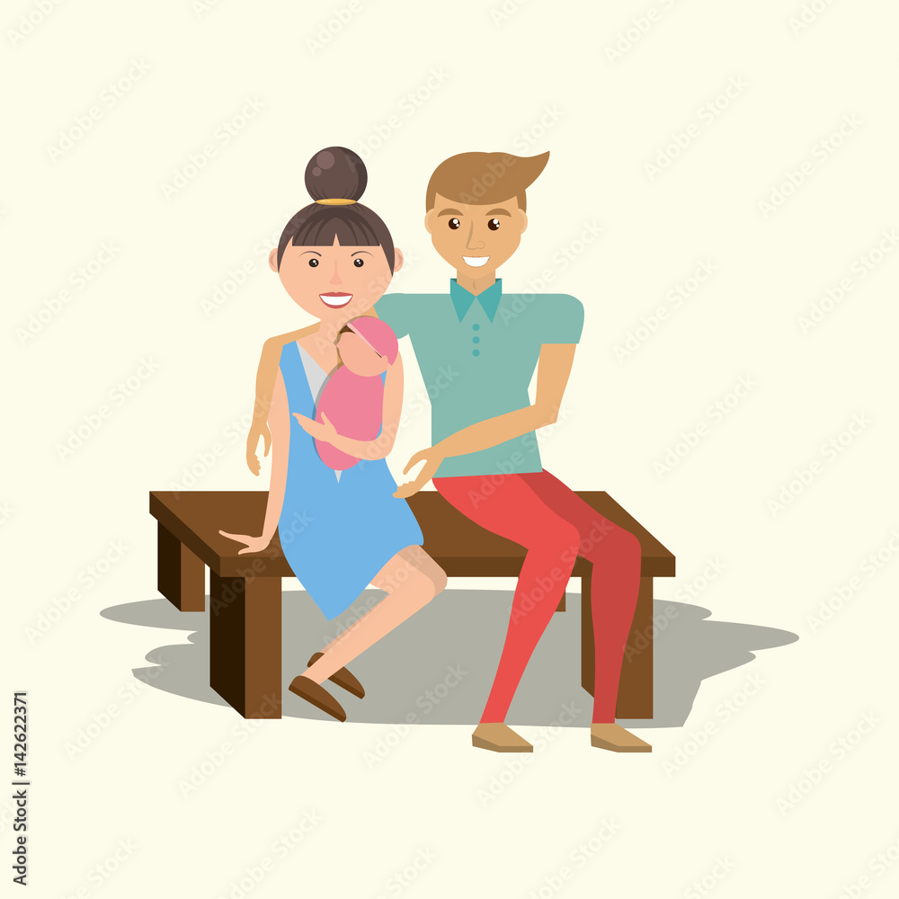 family couple sitting with baby vector illustration eps 10