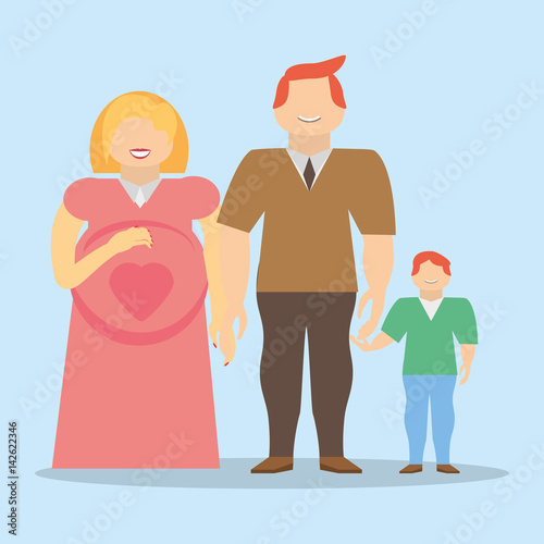 family together pregnancy son smile vector illustration eps 10