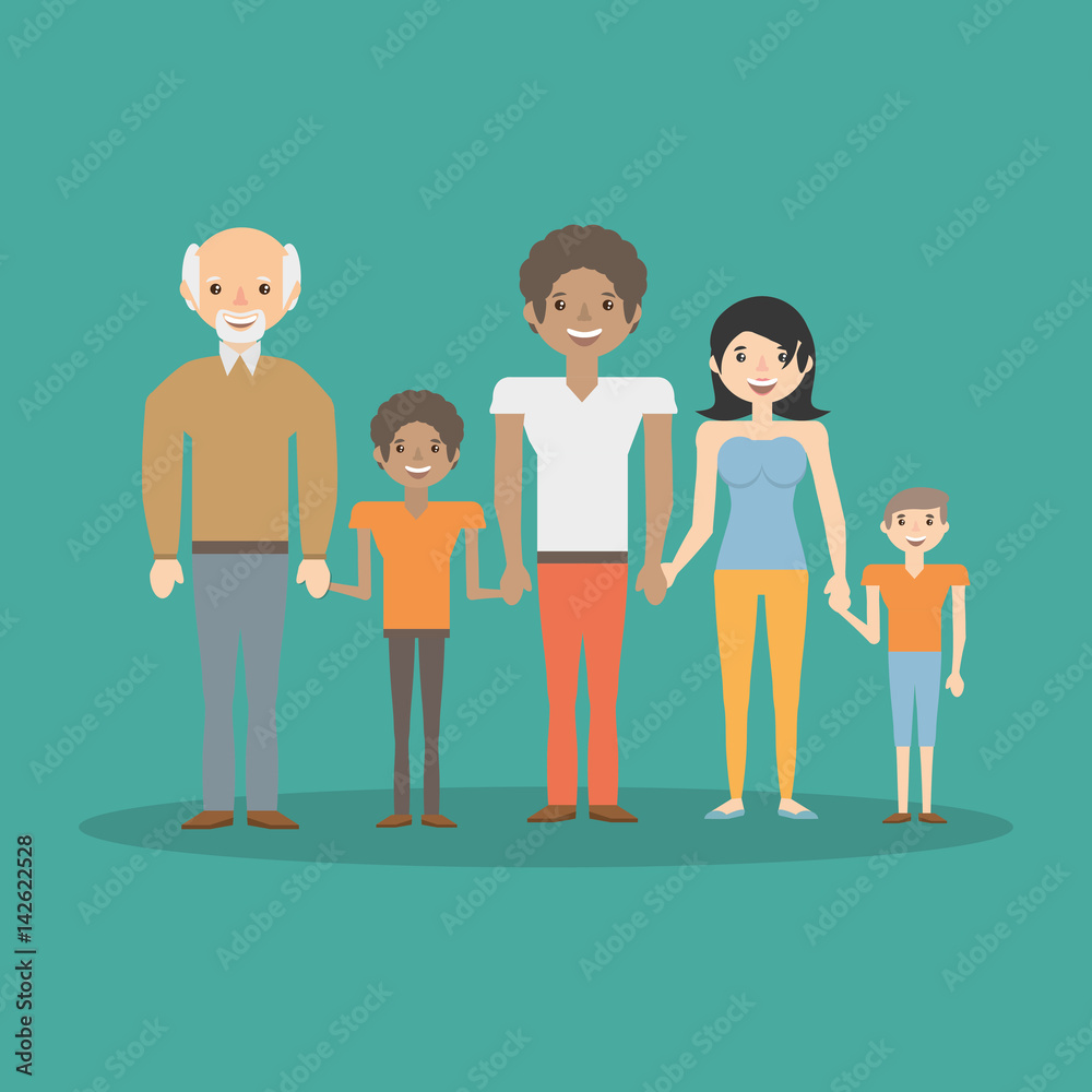 Obraz premium family parents boys and grandpa bonding vector illustration eps 10