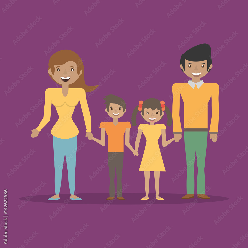 family parents childrens happy together vector illustration eps 10