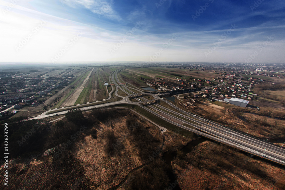 Aerial view of highway
