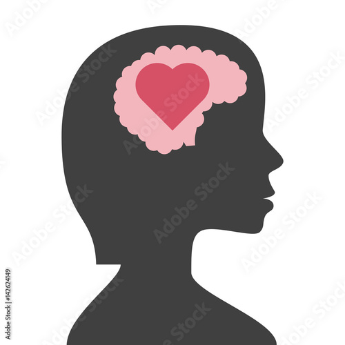 Woman head, brain, heart