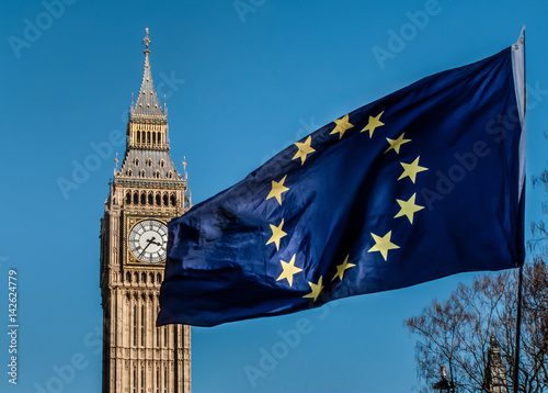 European Union flag in front of the Big Ben, Brexit EU photo