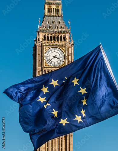 European Union flag in front of the Big Ben, Brexit EU photo