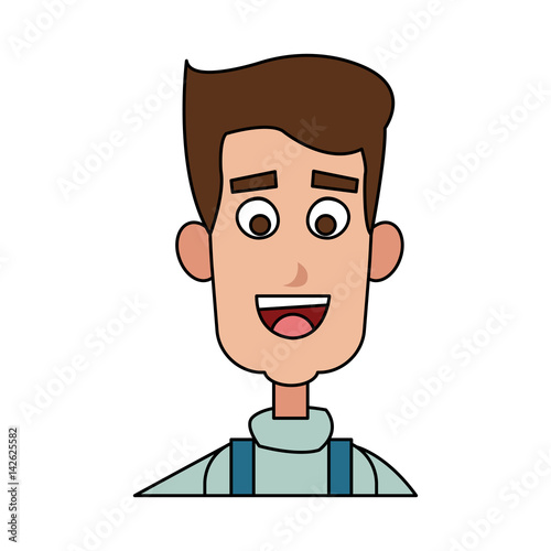 young handsome man wearing overall icon image vector illustration design 
