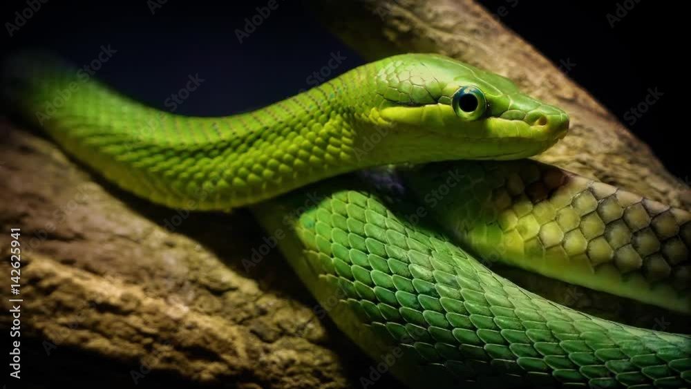 Green Tree Snake In The Jungle Green Tree Snake In The Jungle
