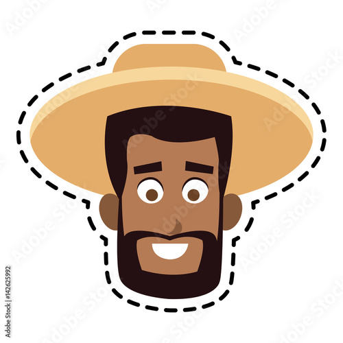 young handsome man wearing overall icon image vector illustration design 