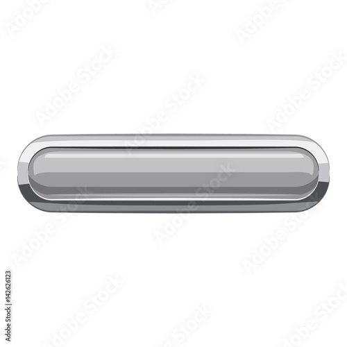 Gray rectangular button icon, cartoon style