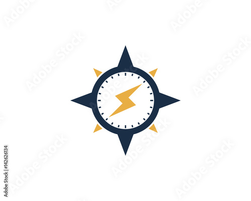 Compass Power Icon Logo Design Element