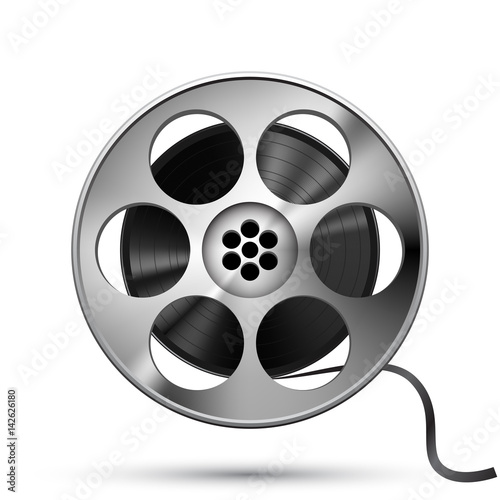 Reel of film tape, realistic vector, isolated on white