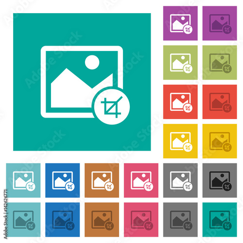 Crop image square flat multi colored icons