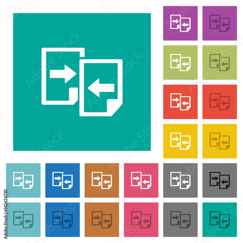 Share documents square flat multi colored icons