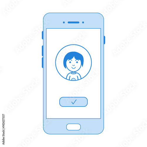 Friend girl or boy, man or woman call by phone. Linear flat style. Vector illustration.