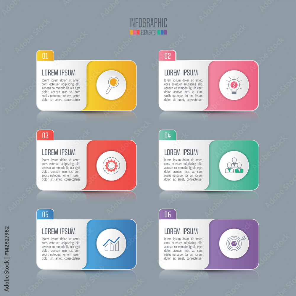 Timeline infographic concept with 6 options Timeline infographic concept with 6 options