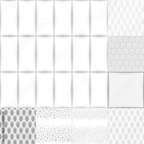 Fototapeta Naklejka Na Ścianę i Meble -  Grey white seamless background set