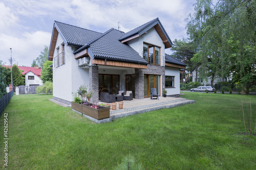 Detached house exterior with terrace